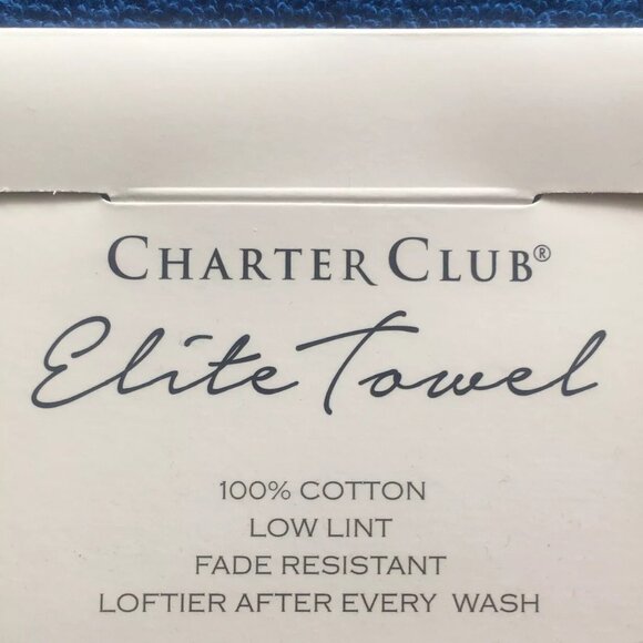 2 new INDIGO BLUE Charter Club Elite 100% Hygro Cotton 33x64 inch BATH SHEETS - Picture 2 of 6